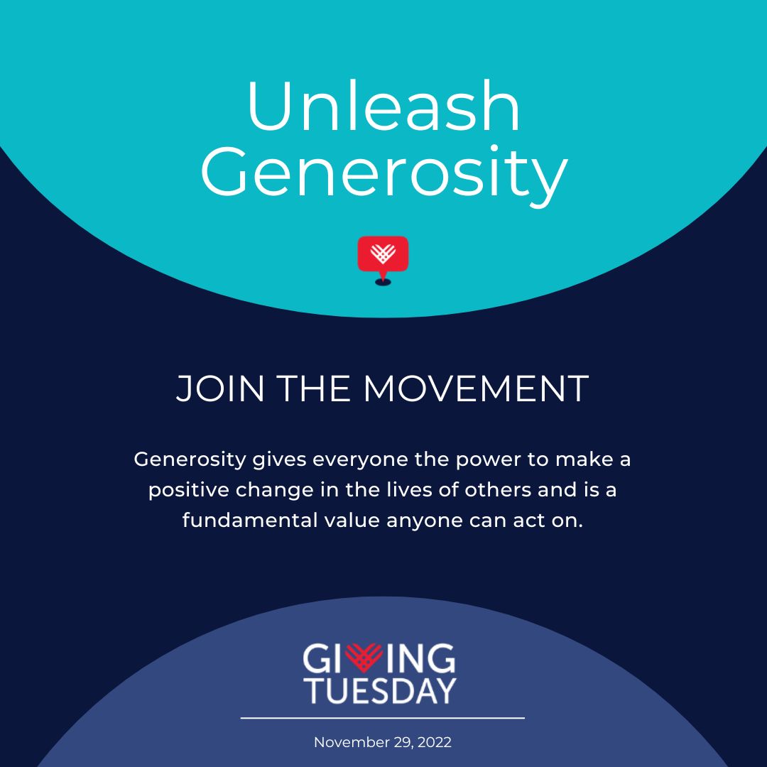 Giving Tuesday graphic with Unleash Generosity and join the movement text
