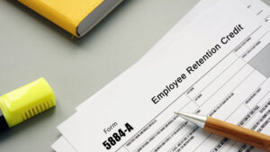 Financial concept about Form 5884-A Employee Retention Credit, also known as ERC, with inscription on the page.
